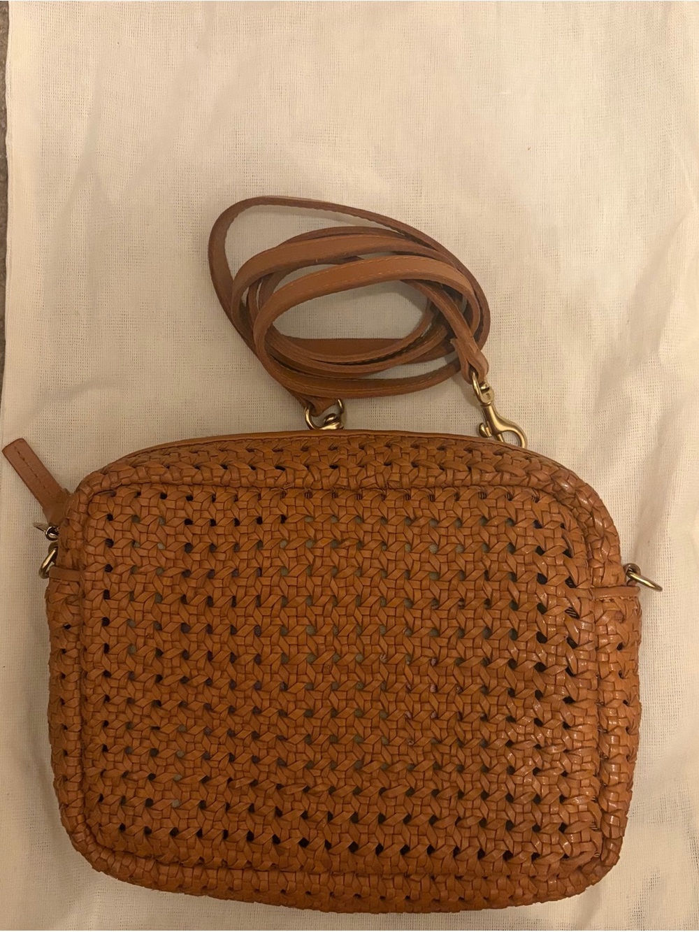 Clare V. Tan Rattan midi sac